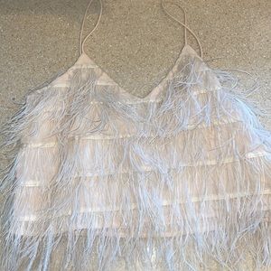 Akira black label peachy nude feather top